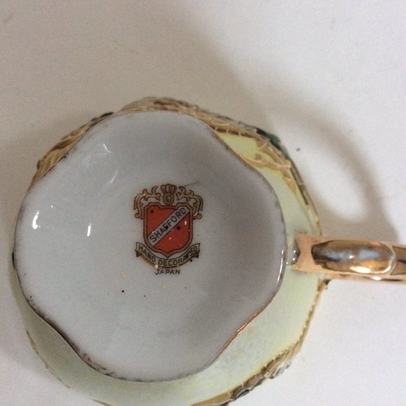 Vintage Shaff handpainted raised dragon saucer and cup gold gild handle Japanese - Picture 9 of 12
